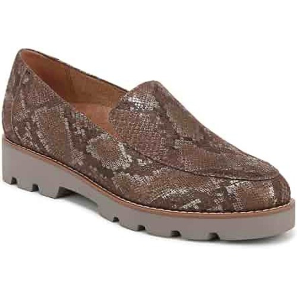 Vionic‎ Kensley Loafers Womens 6.5 Brown Snake Print Good Metallic Lug Sole